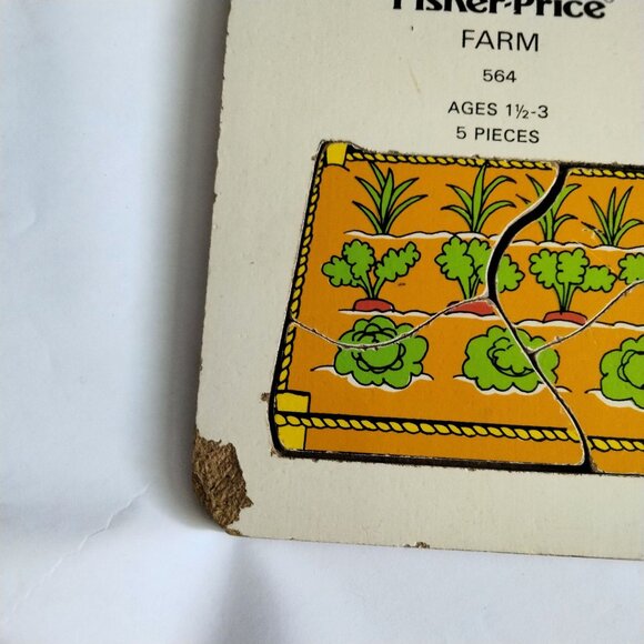 Fisher Price Farm Puzzle  Wooden Scarecrow Barnyard Theme Vintage - Picture 9 of 9